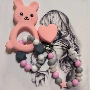 Attache Sucette et anneau dentition "Lapin"